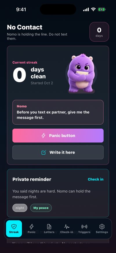 No Contact Companion raw screenshot