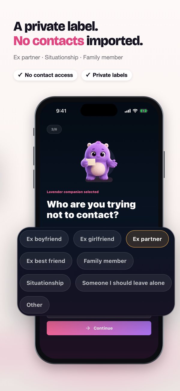No Contact Companion App Store slide 7: A private label. No contacts imported.