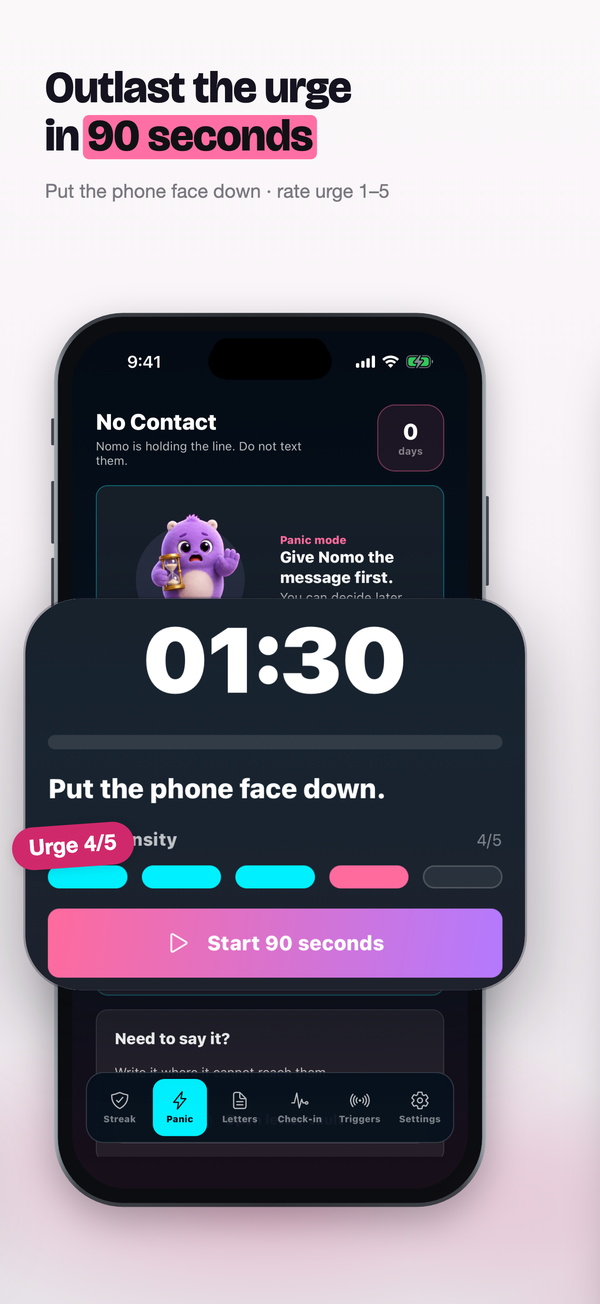 App Store slide — Outlast the urge in 90 seconds