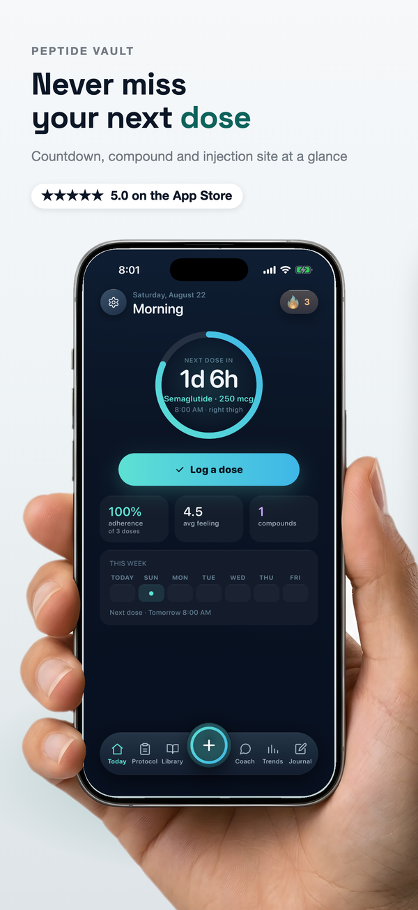 App Store slide — Never miss your next dose